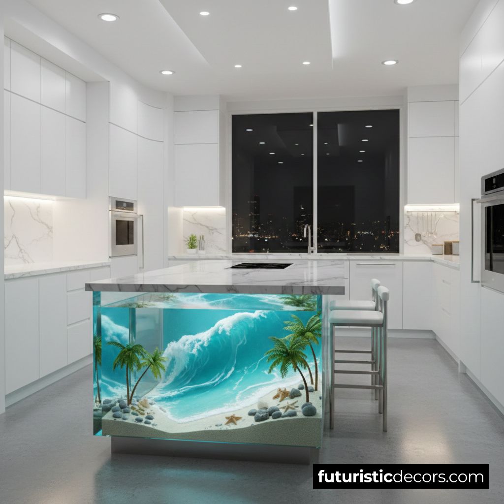Beach Scene Kitchen Island