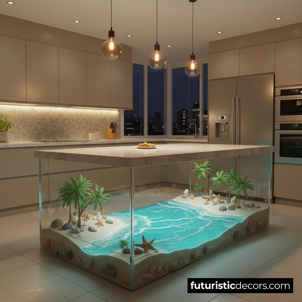 Beach Scene Kitchen Island
