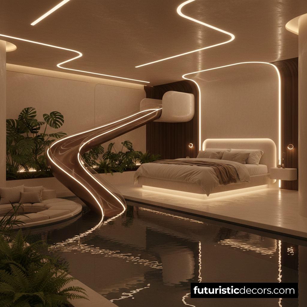 Bedroom With Water Slide