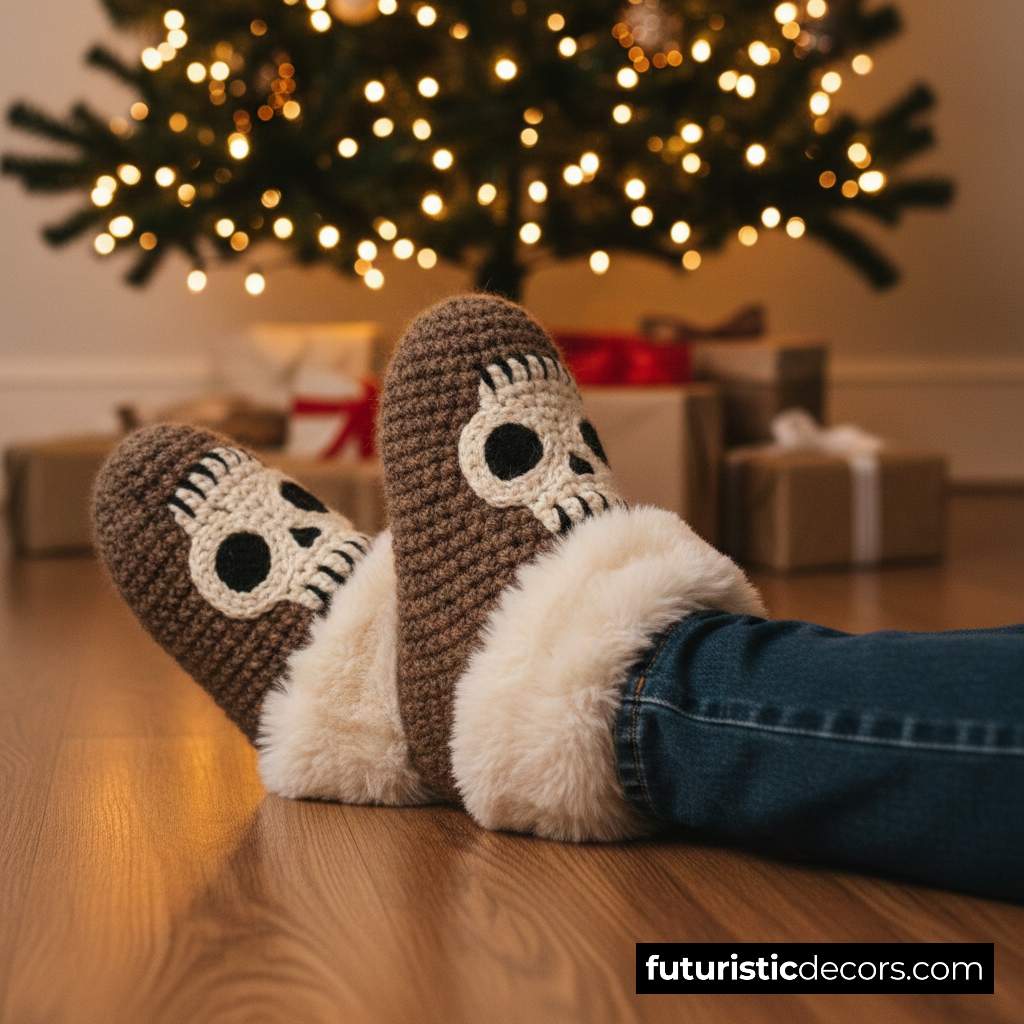Skull Crochet Slipper