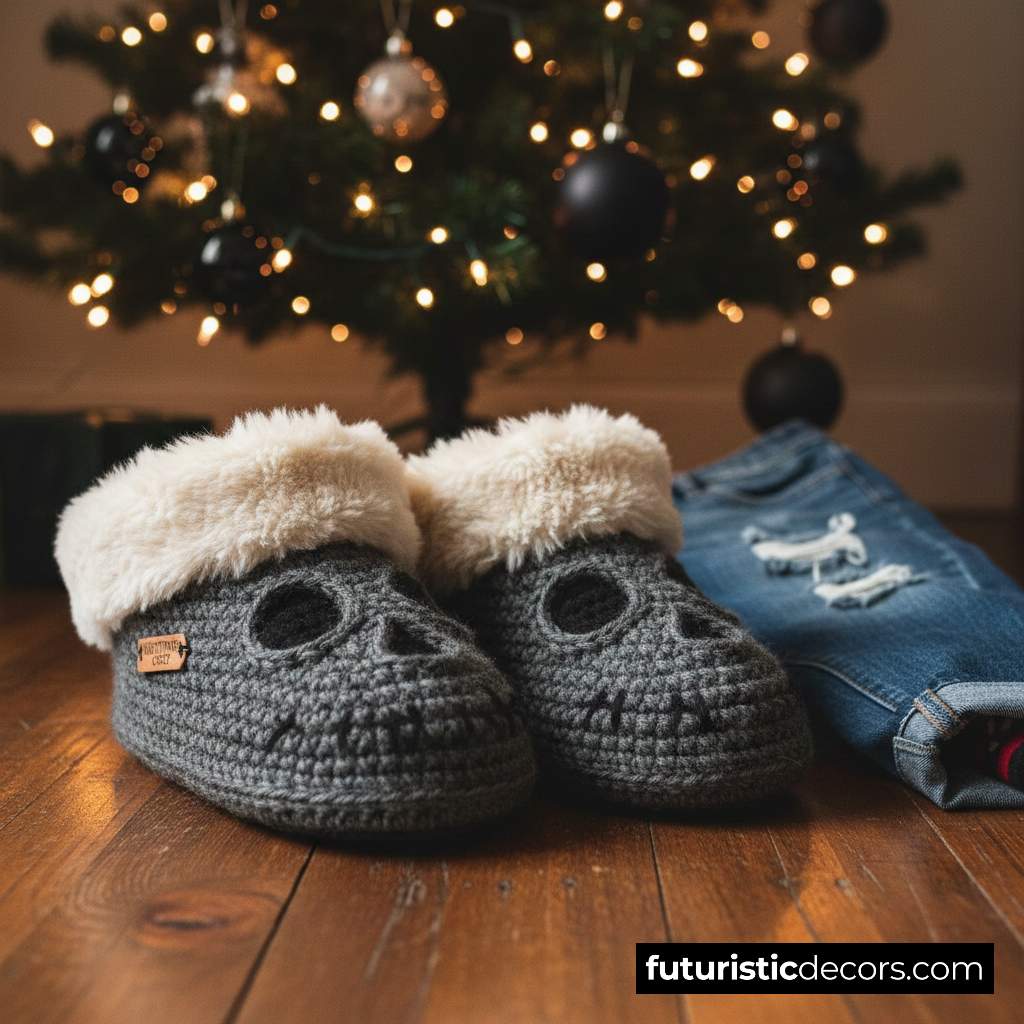 Crochet Skull Slippers