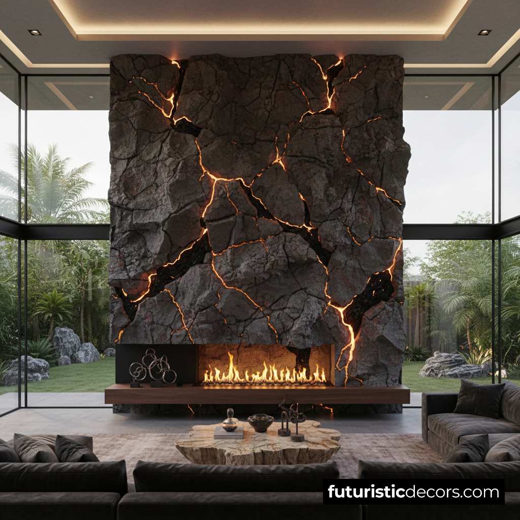 Volcanic Stone Fireplace