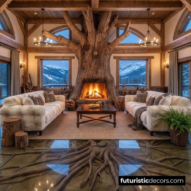 Epic Tree Fireplace | The Perfect Blend of Nature & Architecture