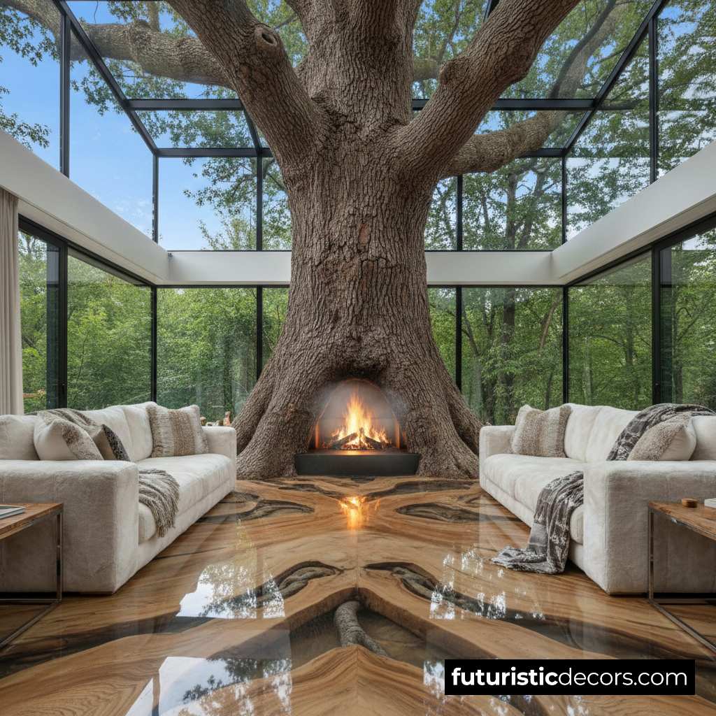 Tree Trunk Fireplace
