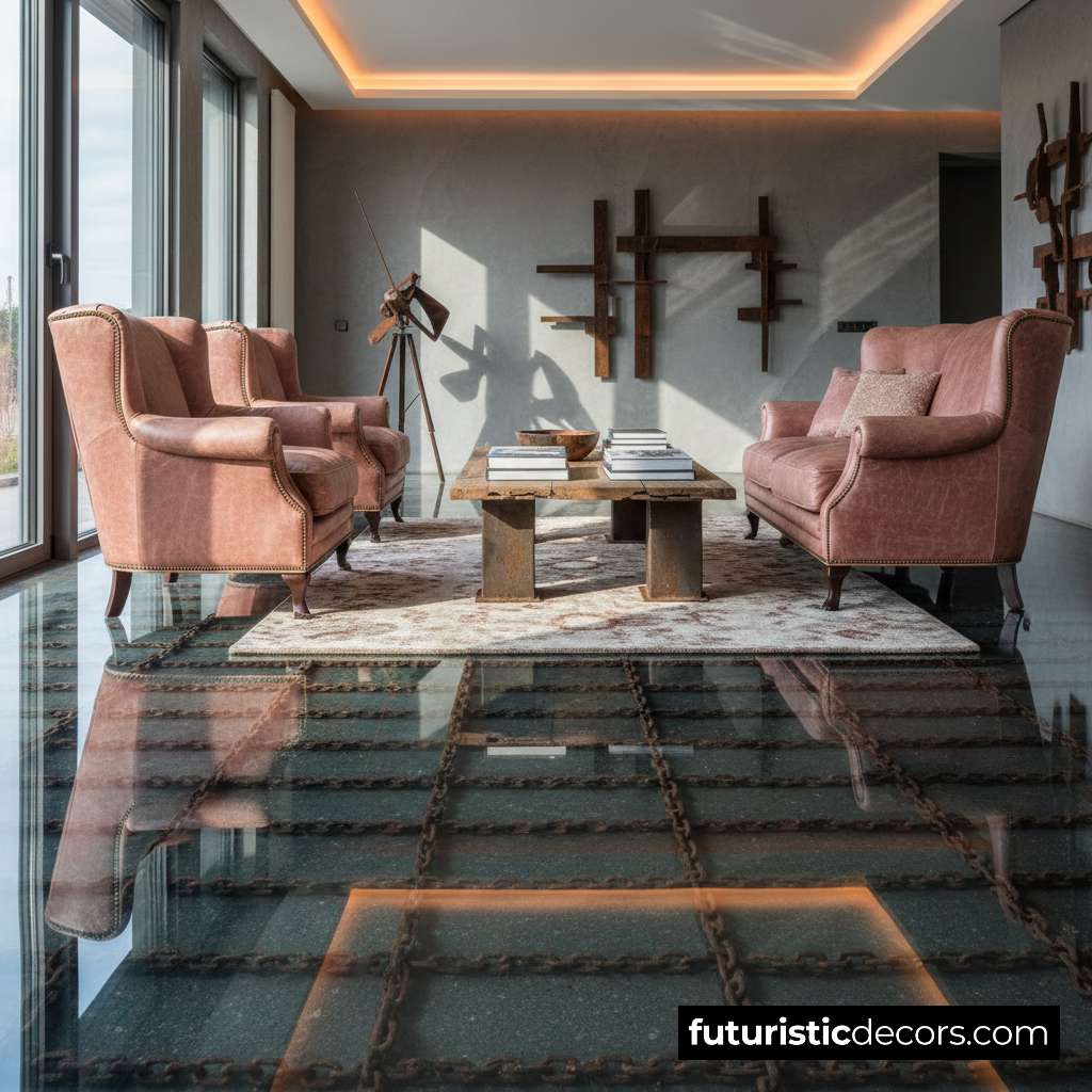 Epoxy Floor with Iron Chains