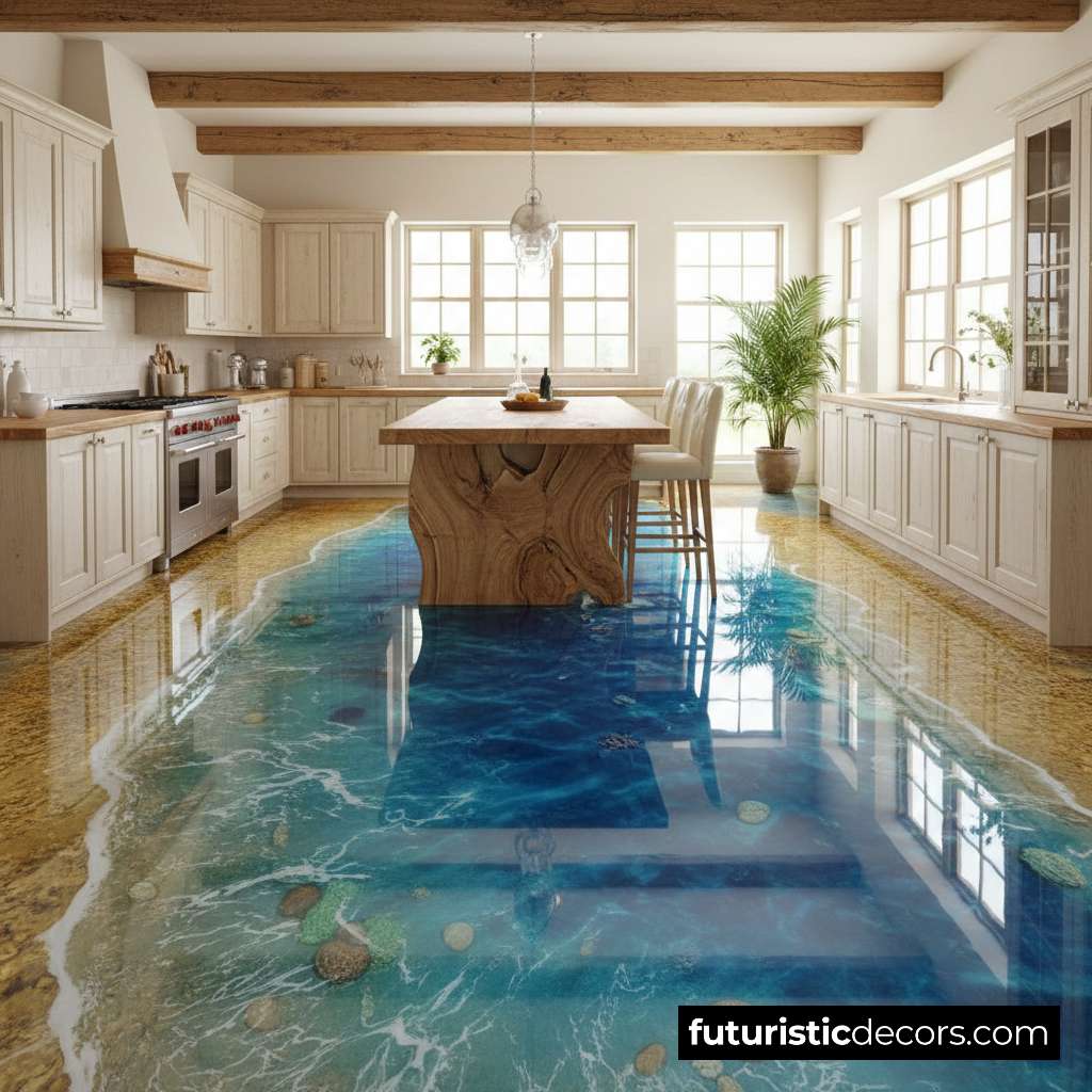 Epoxy Ocean Kitchen Floors
