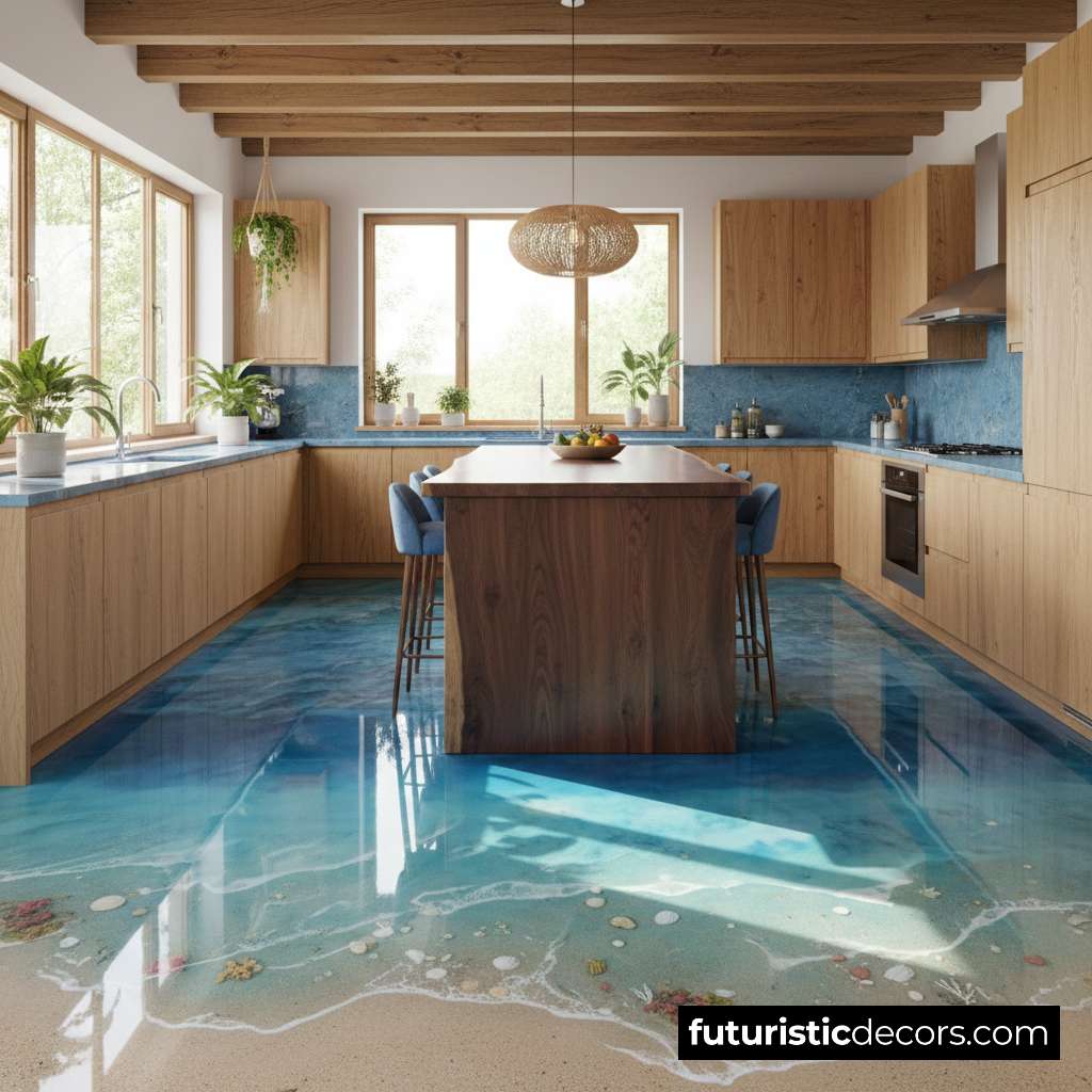 Epoxy Ocean Kitchen Flooring