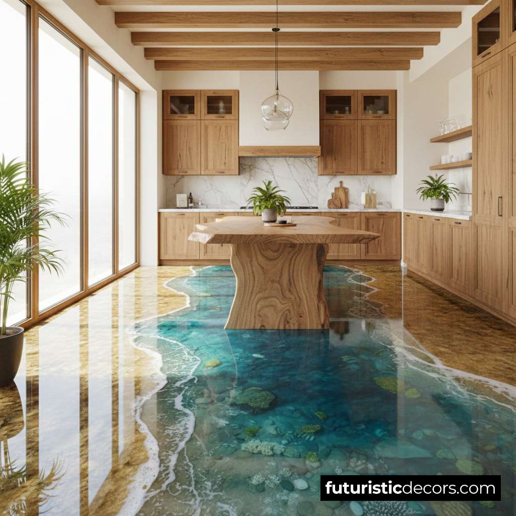 Epoxy Ocean Kitchen Flooring