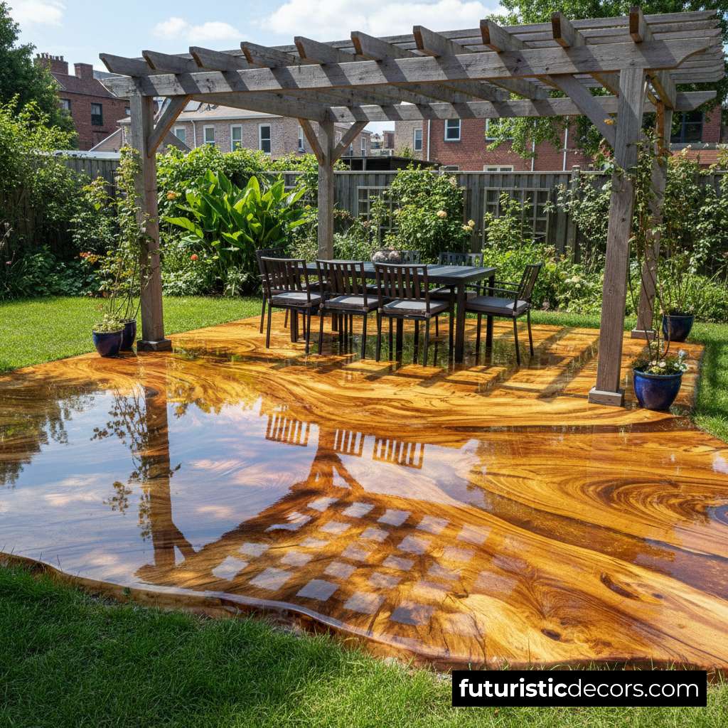 Outdoor Epoxy Wood Slab Flooring