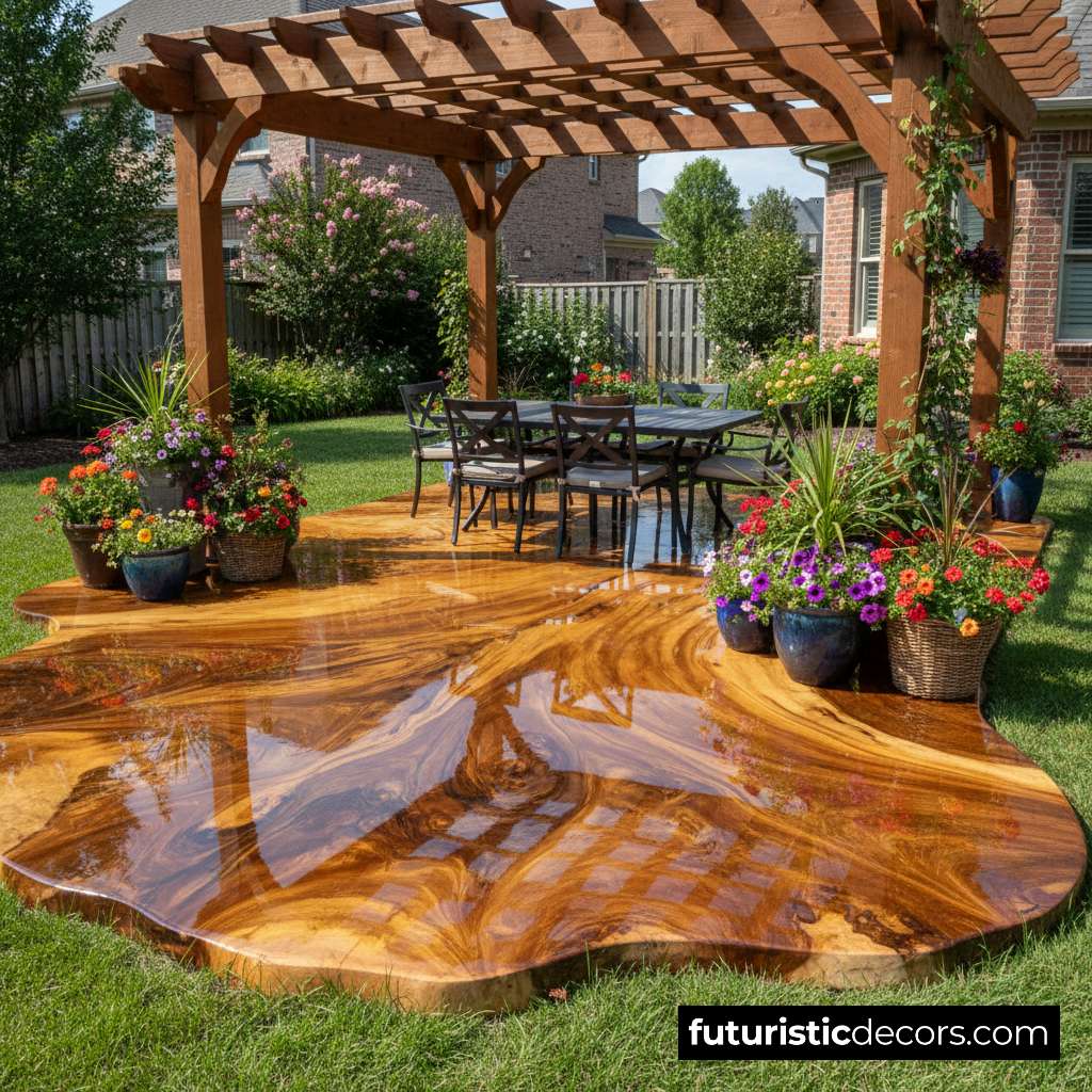 Outdoor Epoxy Wood Slab Flooring