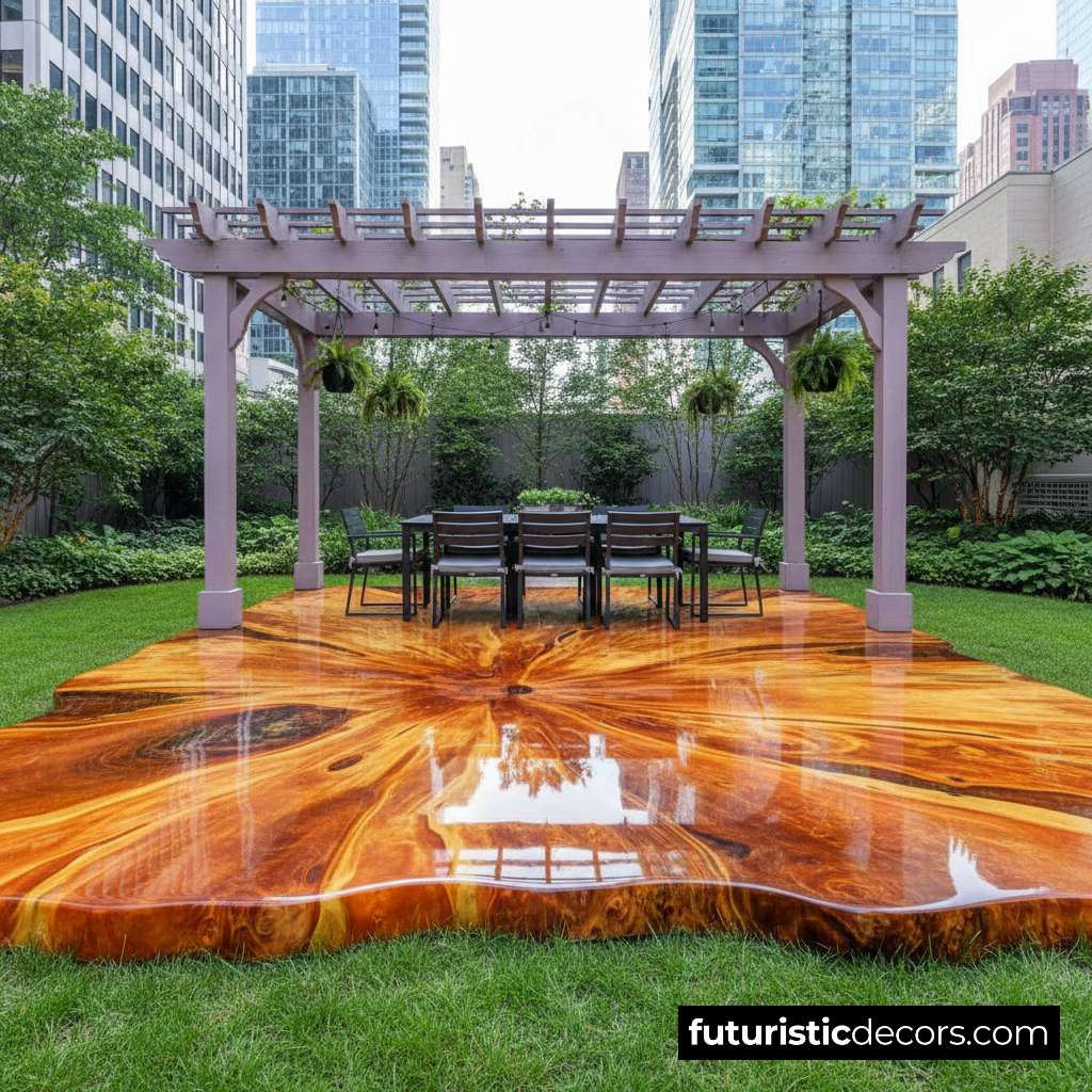 Epoxy Wood Slab Patio Flooring | A New Era of Outdoor Elegance Epoxy Wood Slab Patio