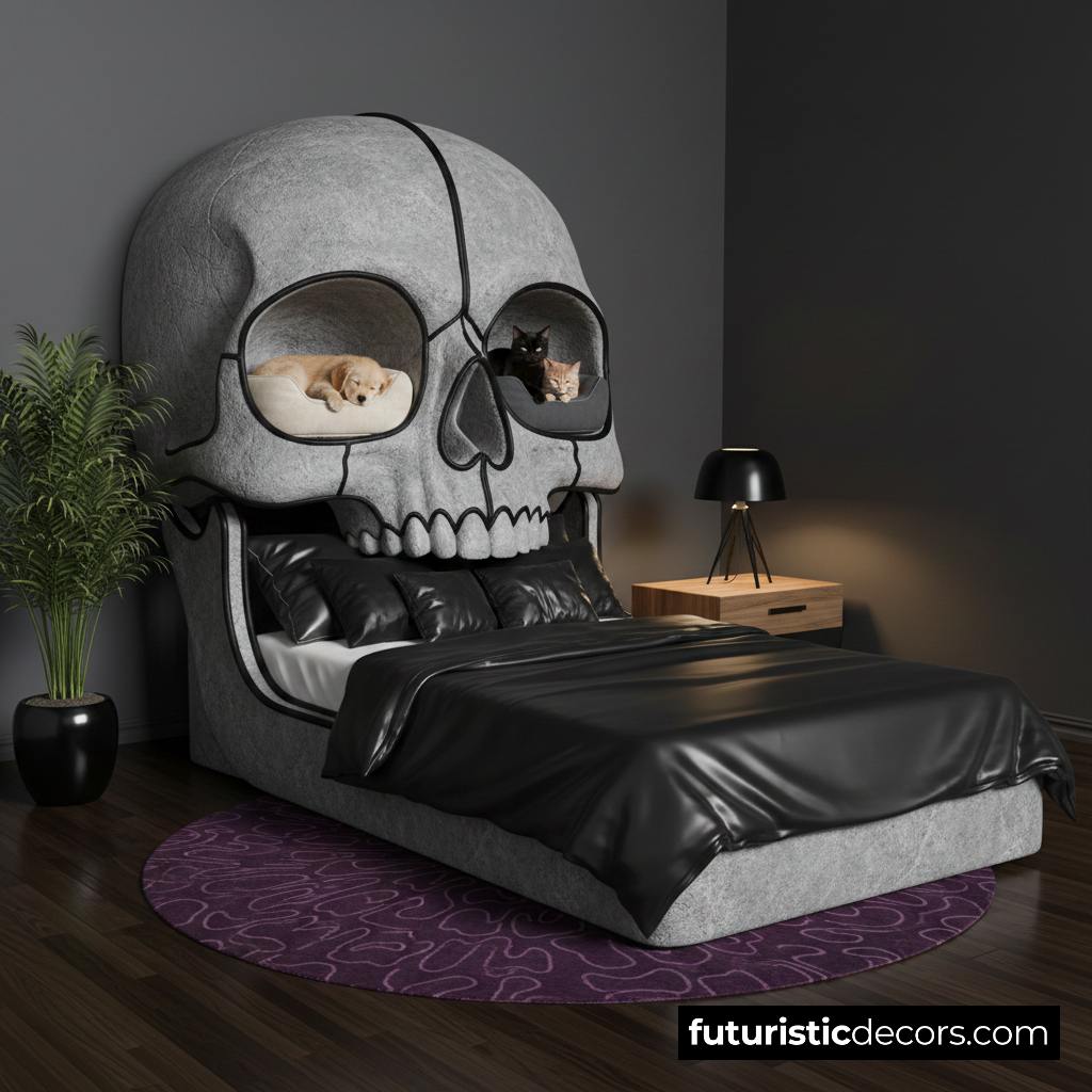 Skull Bed Built-In Pet Den