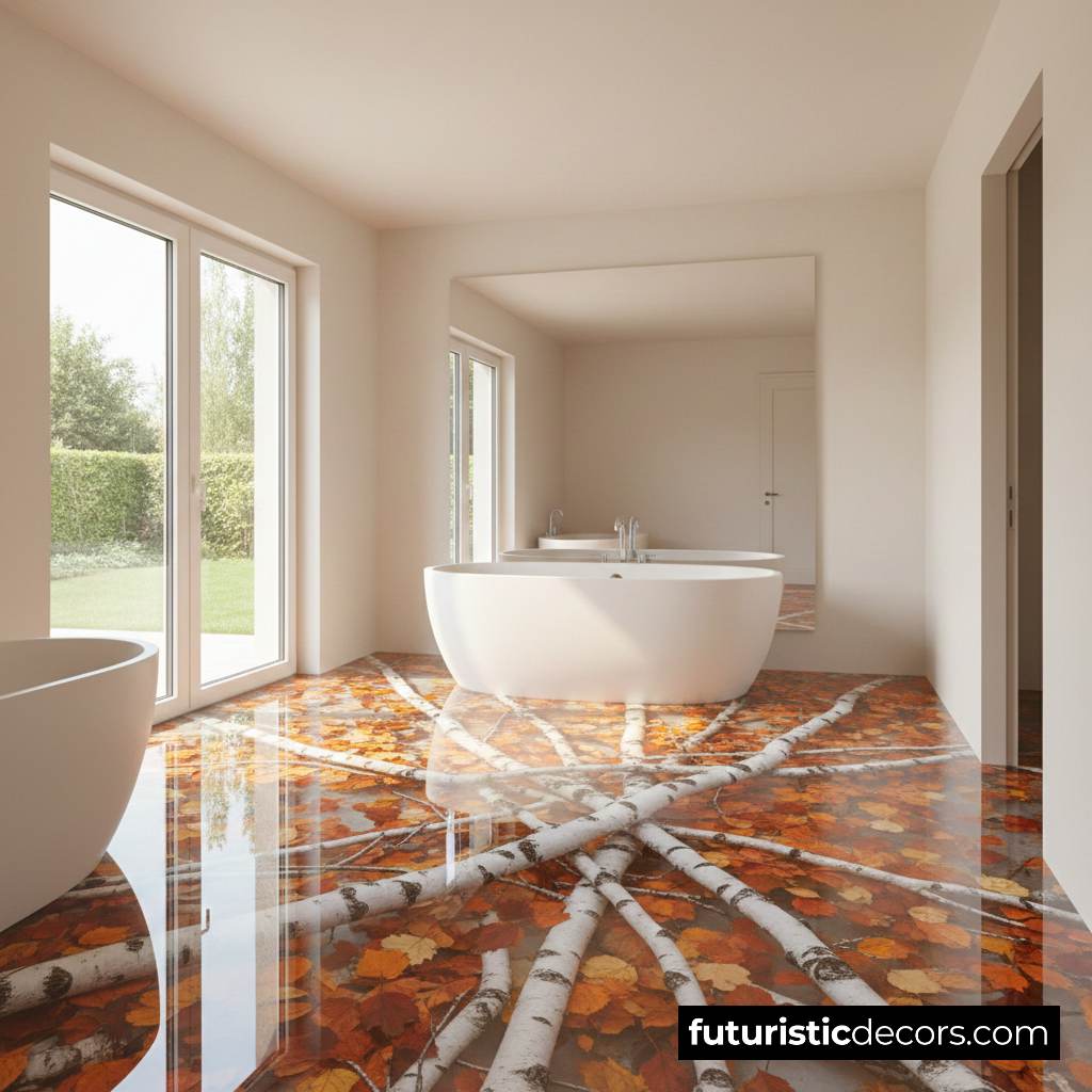 Leaves and Birch Branch Flooring