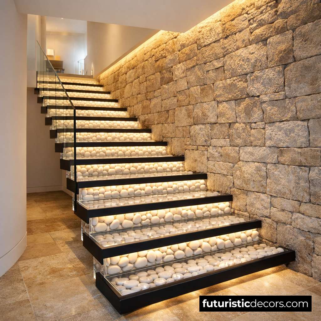 Epoxy Pebble Stone Staircase