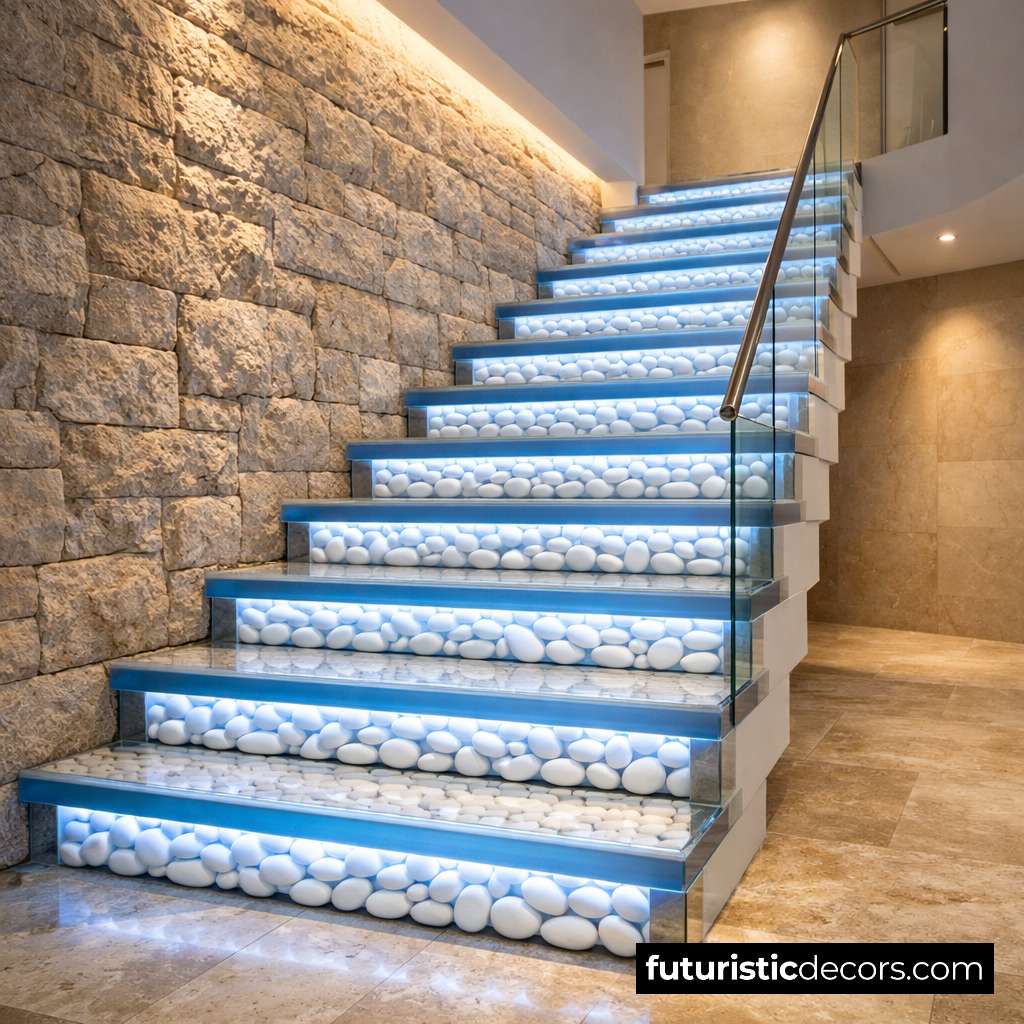 Luxury Pebble Stone Stairs