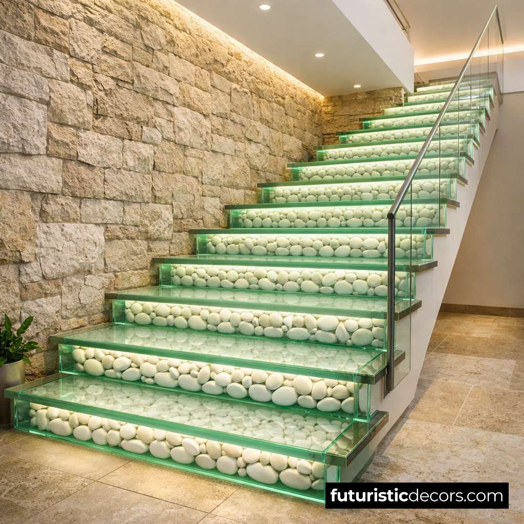 Luxury Pebble Stone Stairs