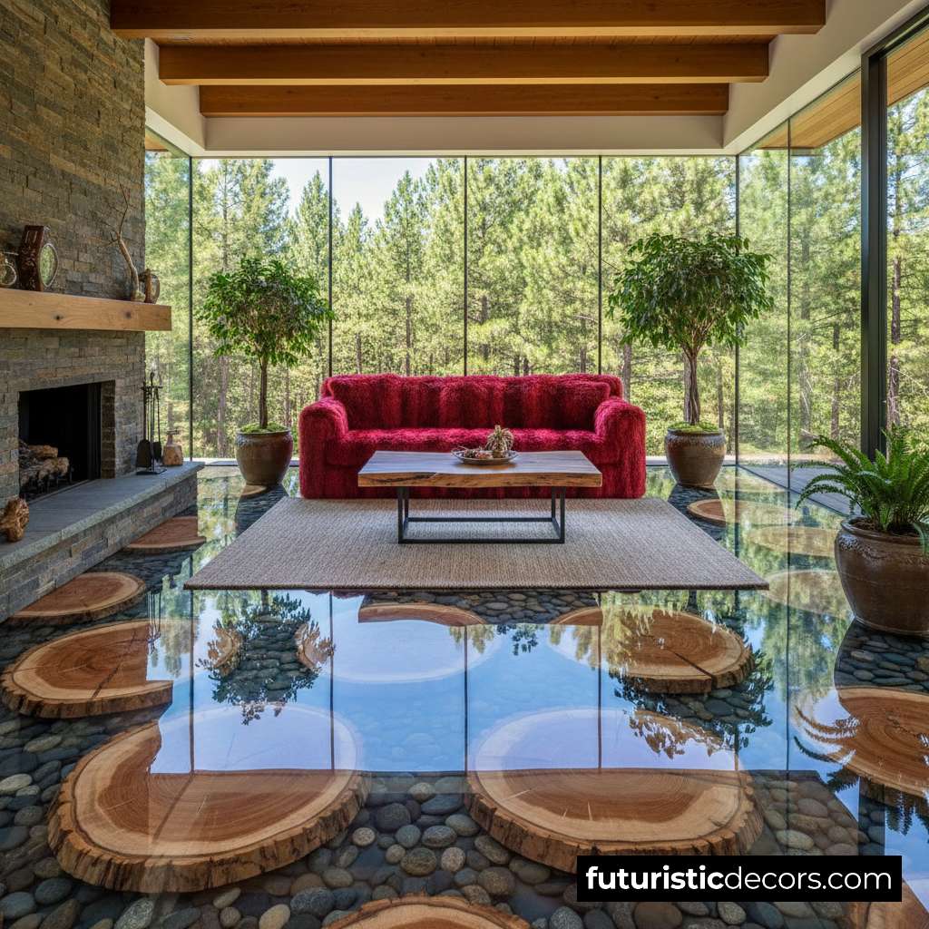 Luxury Epoxy Floor with Natural Wood