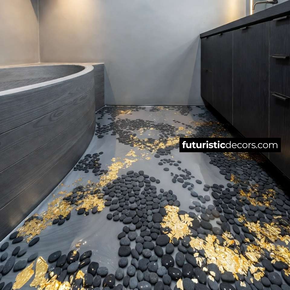 Pebble and Gold Leaf Floors