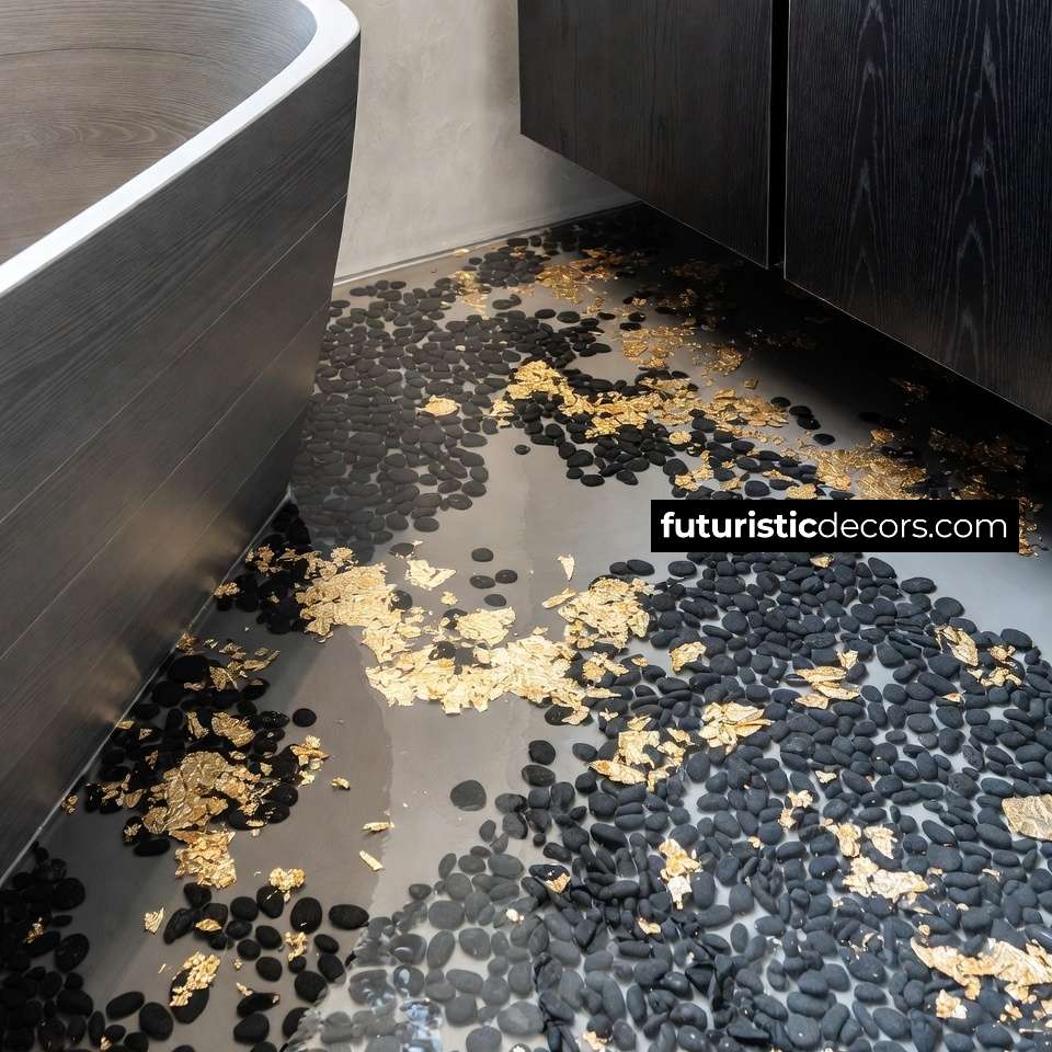 Pebble and Gold Leaf Floors