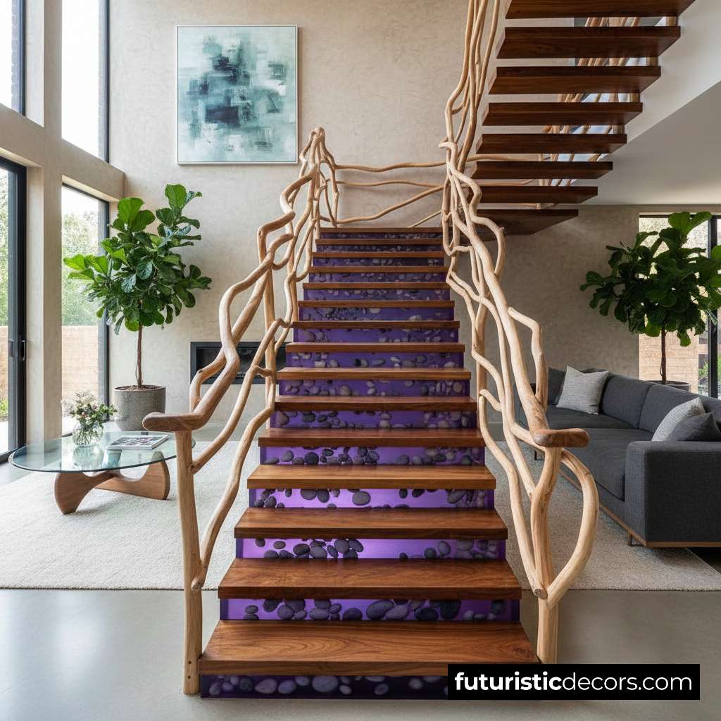 Wood Epoxy Pebble Staircase