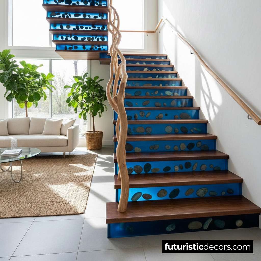 Wood Epoxy Pebble Staircase