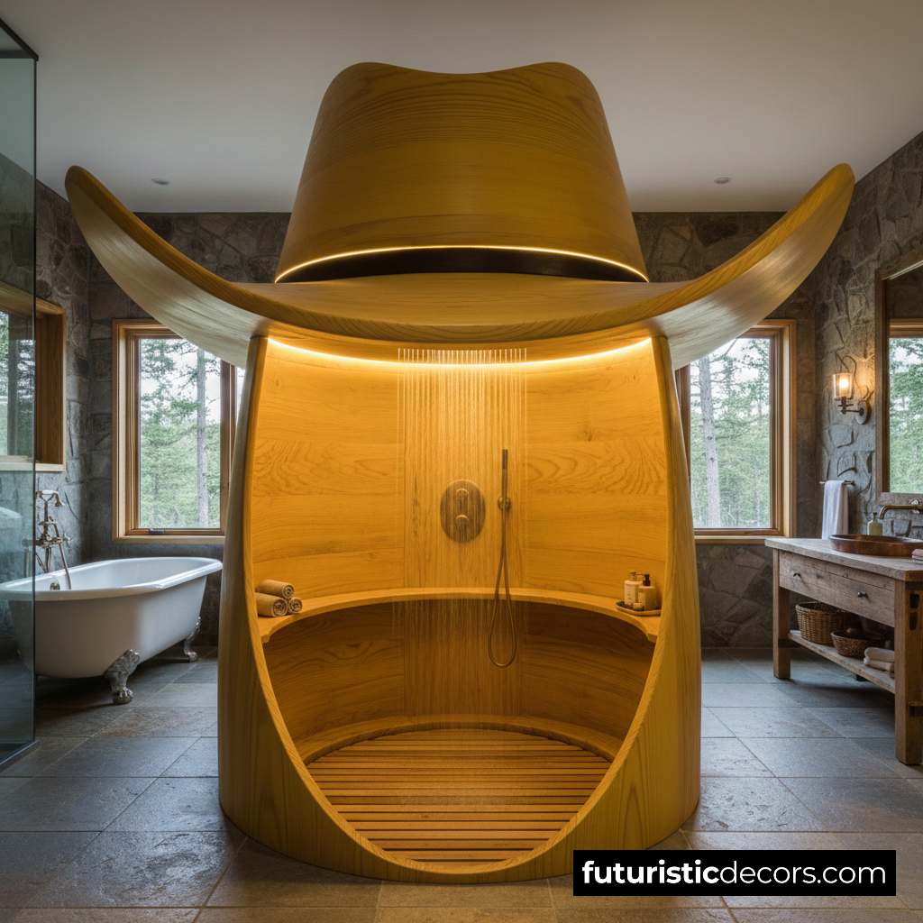 Wooden Cowboy Hat Shower | The Perfect Bathroom for Cowboys Cowboy Hat Showers