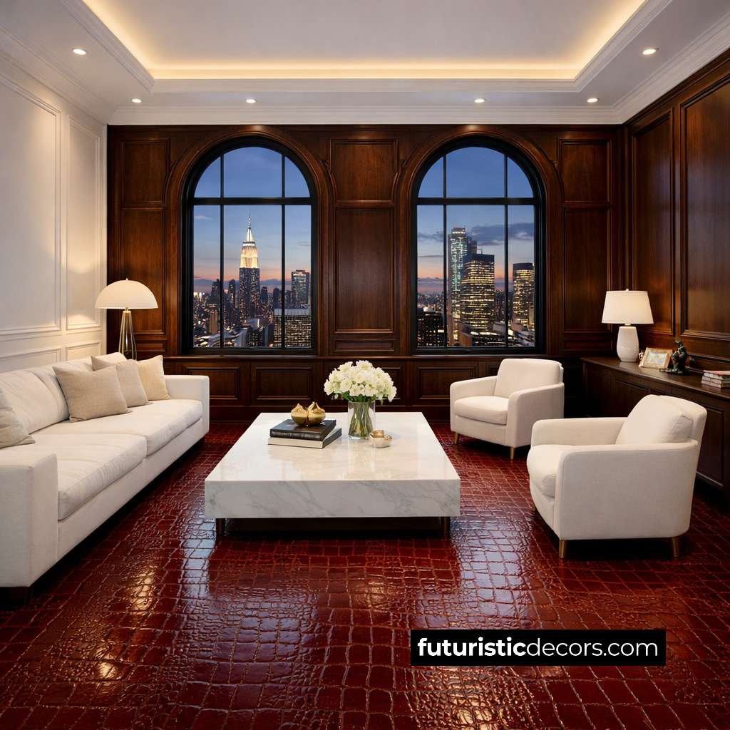 Crocodile Leather Flooring | A New Standard in Elegance crocodile leather flooring