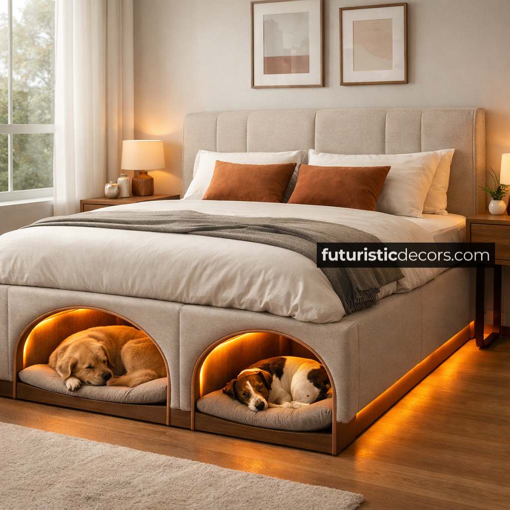 Bed Frame with Dog Pods