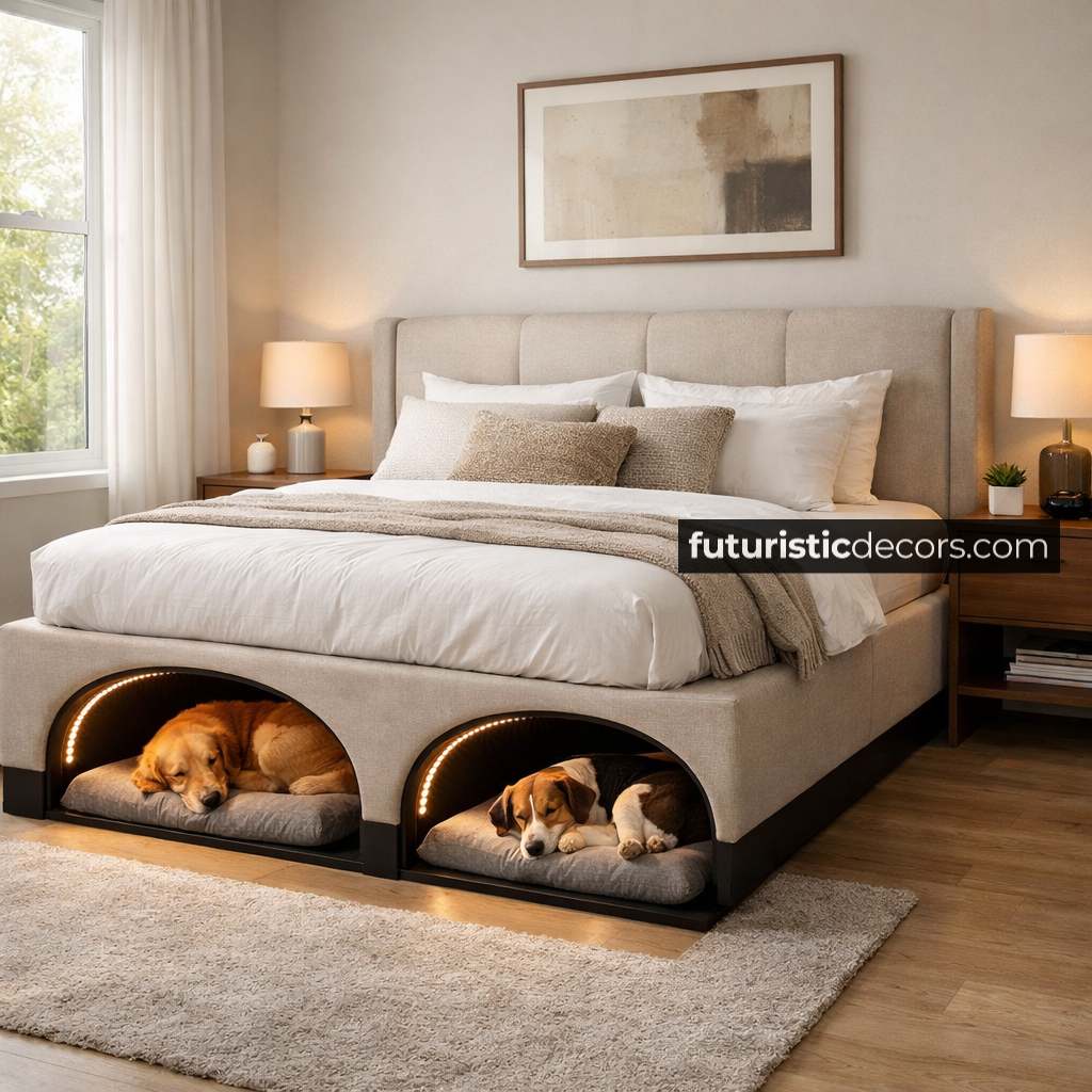 Bed Frame with Dog Pods