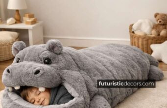 Fluffy Hippo Sleeping Bags That Bring Safari Dreams to Life hippo-shaped sleeping bag