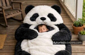 Panda Sleeping Bags with Zipper Closure & Hidden Pockets panda-shaped sleeping bag