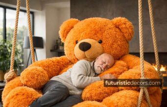 Teddy Bear Swing Chair with Ultra-Fluffy Fur & Soft Padding Teddy Swing Chairs