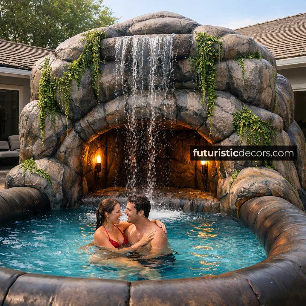 Inflatable Cave Waterfall Pool