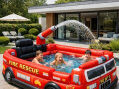 Inflatable Firetruck Pool | A Bold Summer Garden Statement Inflatable Firetruck Pool