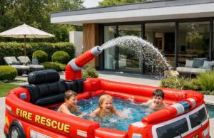 Inflatable Firetruck Pool | A Bold Summer Garden Statement Inflatable Firetruck Pool