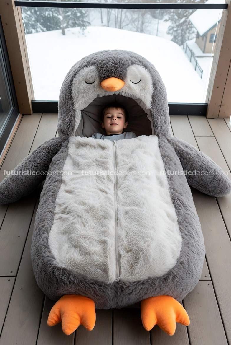 penguin-shaped sleeping bags