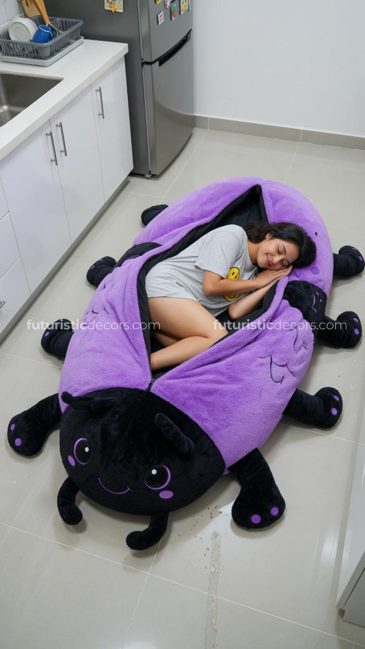 hugging beetle-shaped sleeping bag