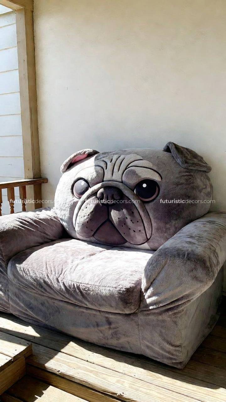 giant bulldog-shaped sofa