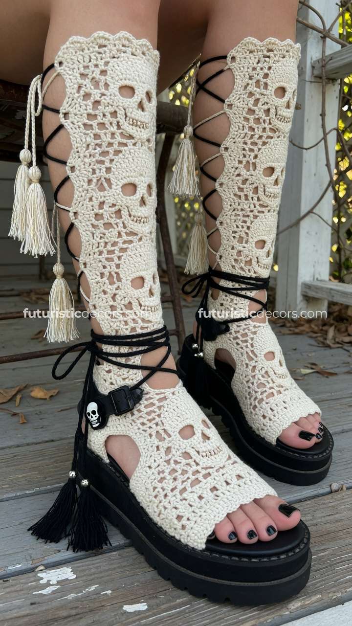 Skull Crochet Sandals