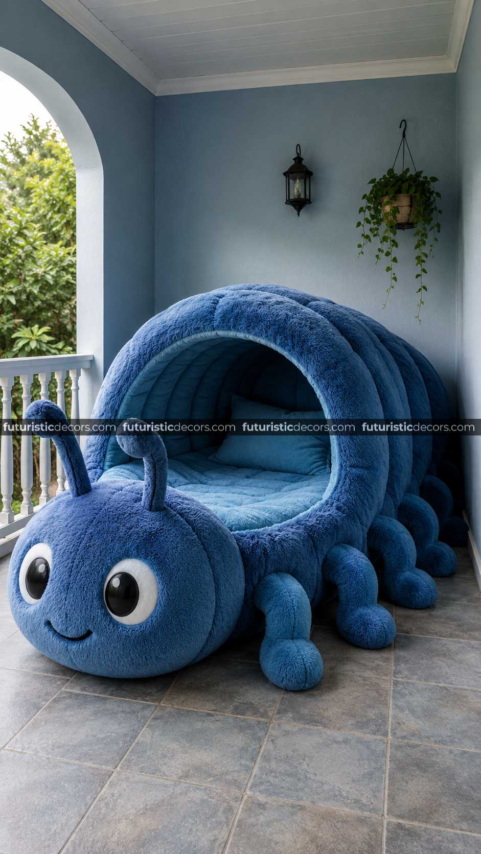 caterpillar-shaped lounger pod