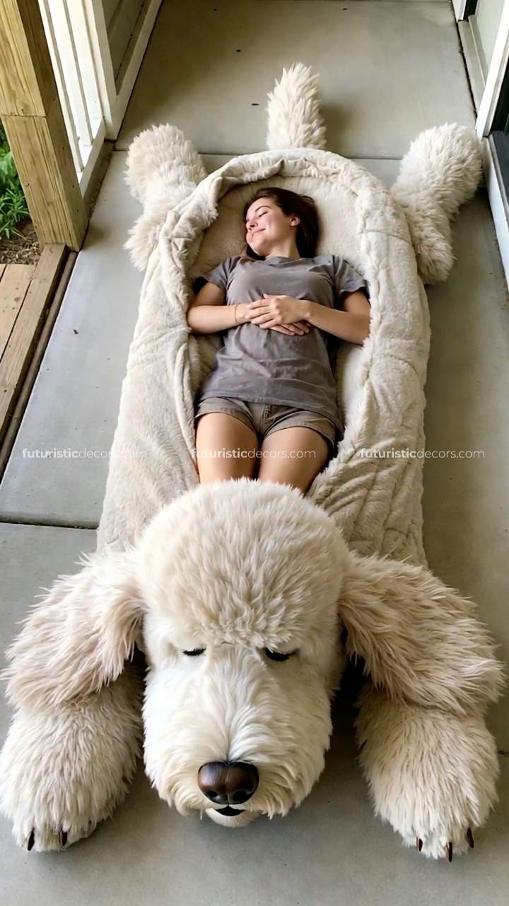 fluffy poodle-shaped sleeping bag