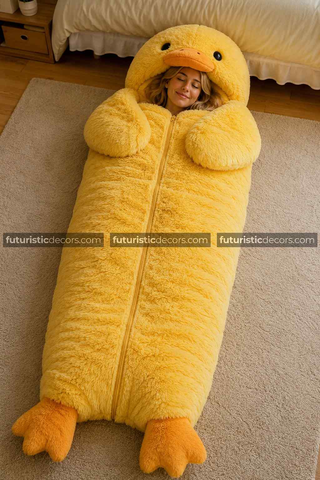 Fluffy Duck Shaped Sleeping Bag