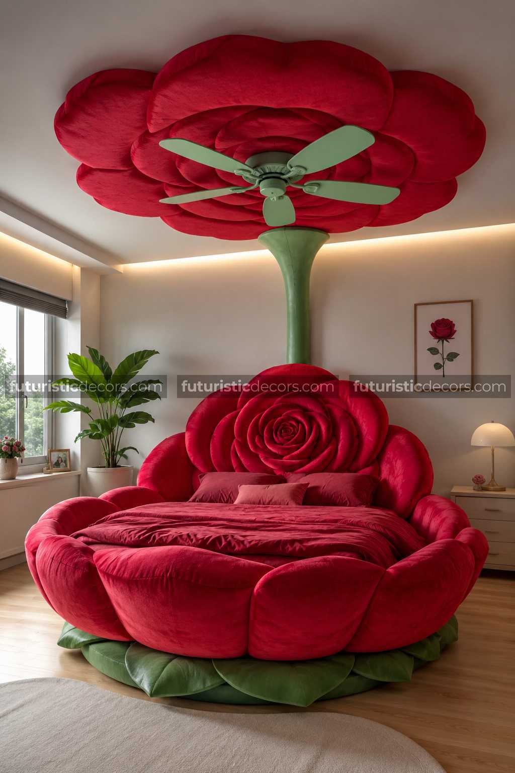 giant flower-shaped beds