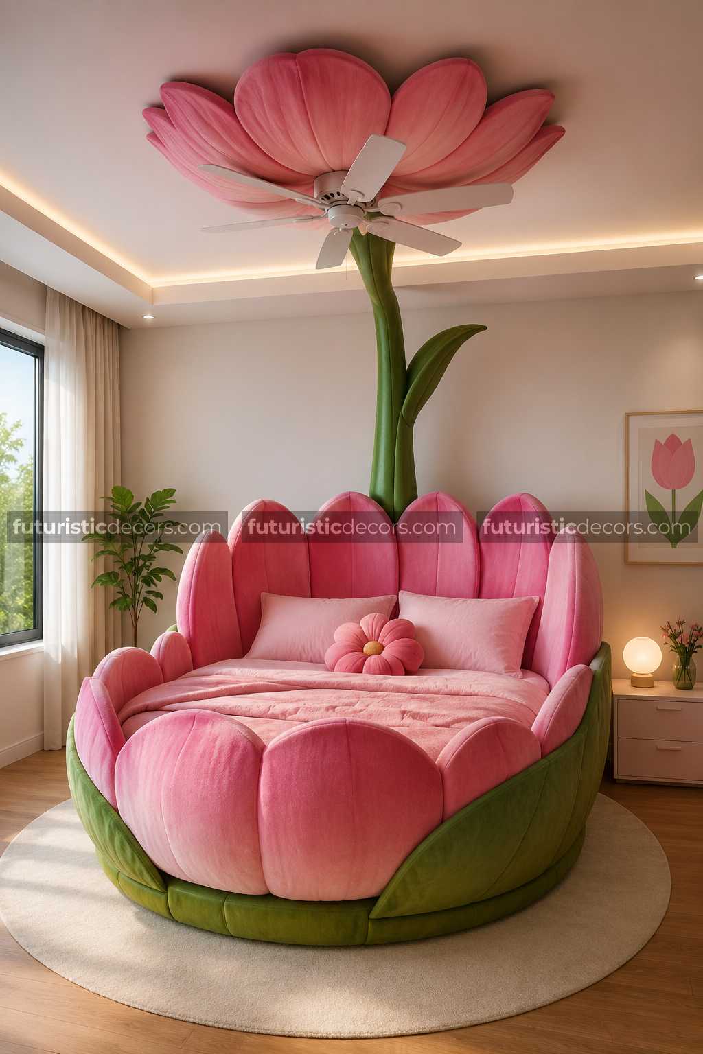 giant flower-shaped beds
