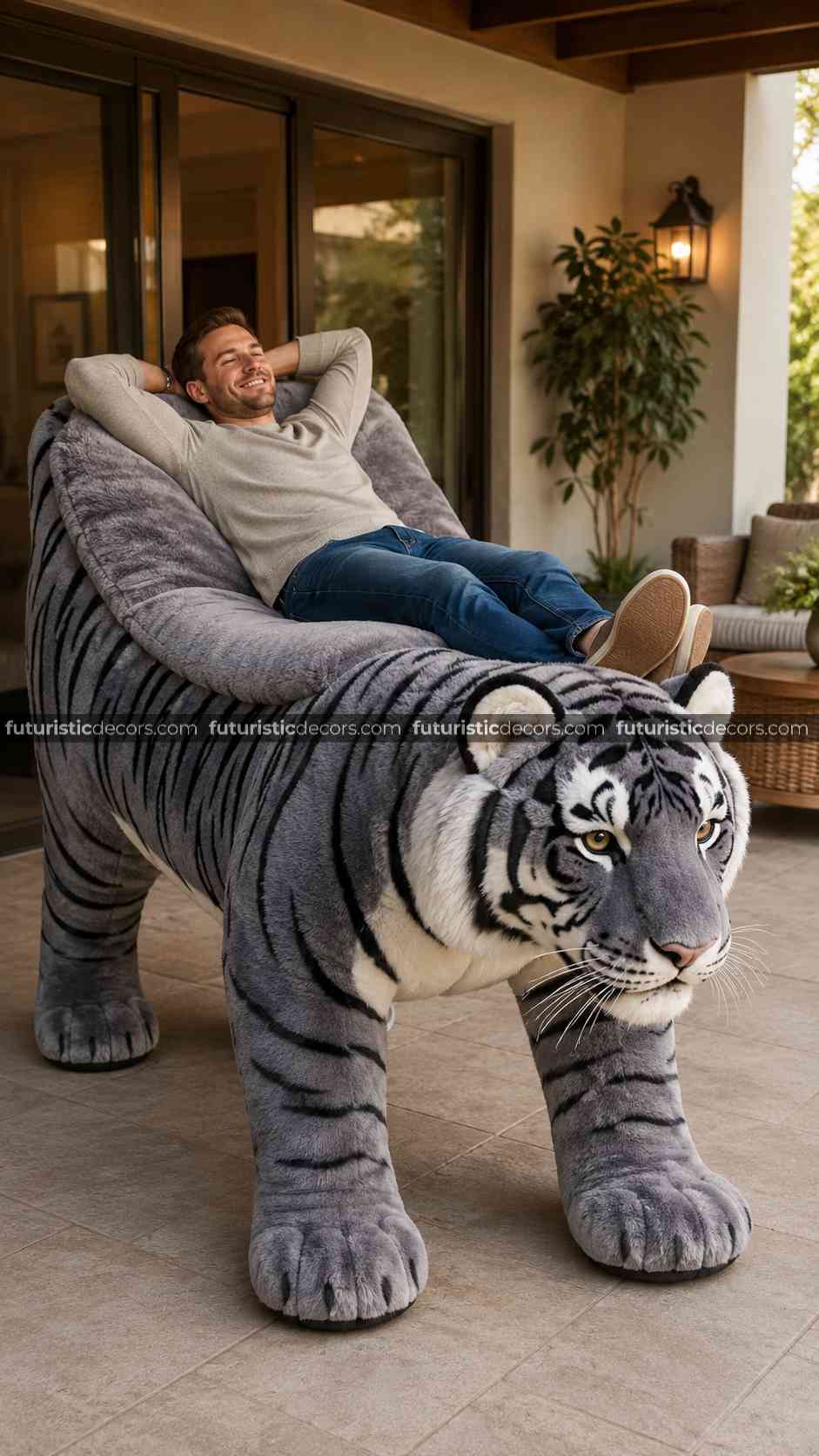 fluffy tiger-shaped recliners