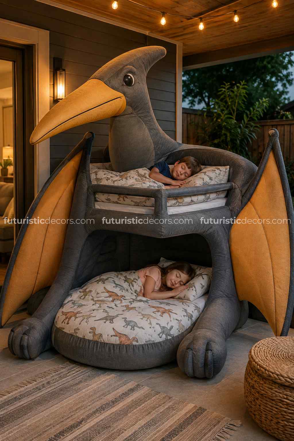 cute dinosaur-shaped bunk bed