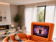 An all-in-one inflatable hot tub, sofa, and TV! all-in-one inflatable hot tub