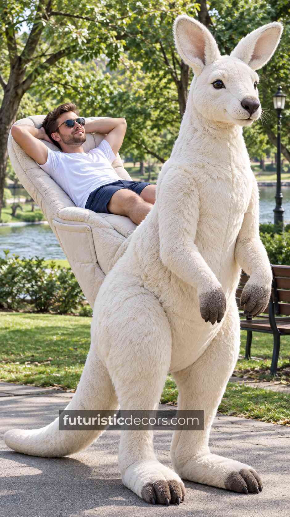 giant kangaroo hopping sofas