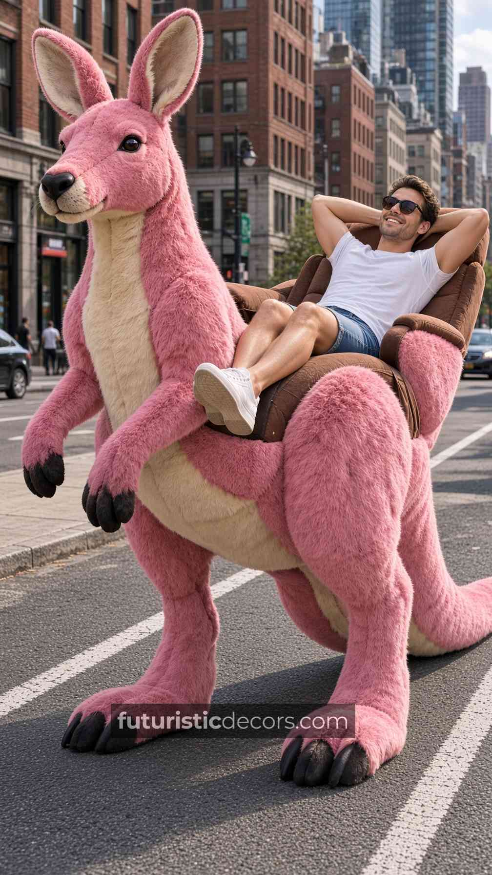 giant kangaroo hopping sofas