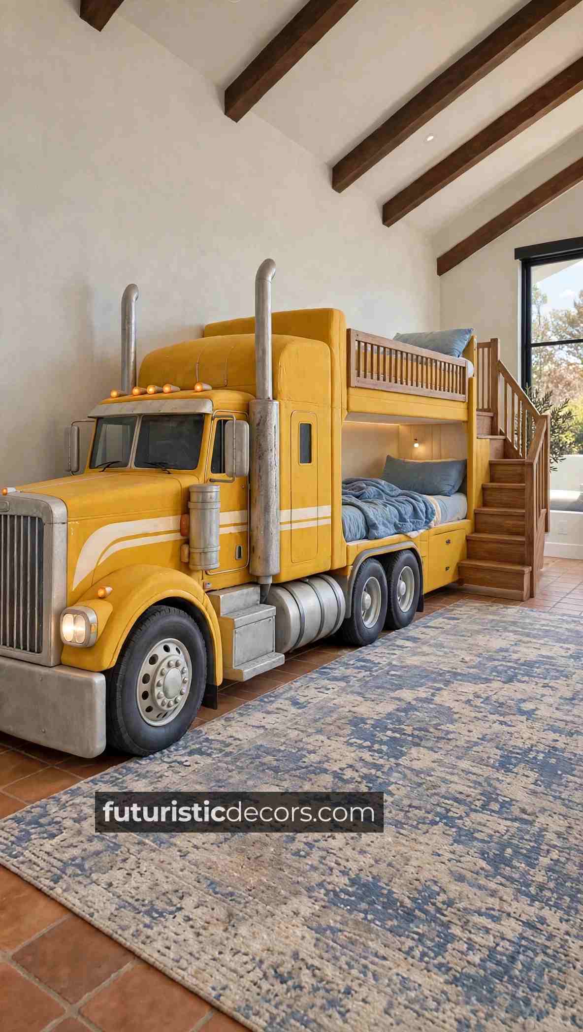 luxury semi-truck shaped bunk bed